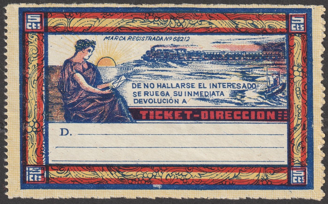 Espana Spain poster stamps vinetas railway ticket-direccion marca registrada 68212